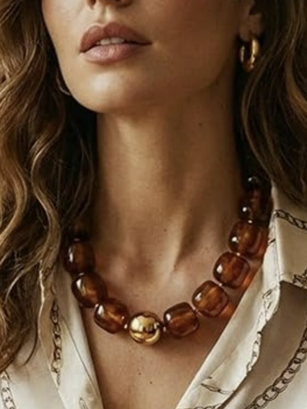 Boho Large Square Acrylic Beaded Necklace
